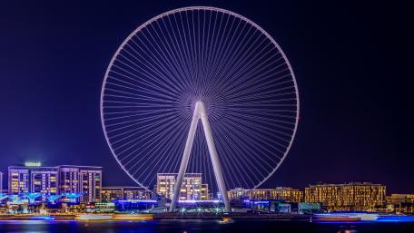 Illuminated Dubai Eye Against Night Sky wallpaper