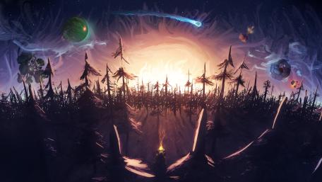 Apocalyptic Dawn in a Spiky Forest wallpaper