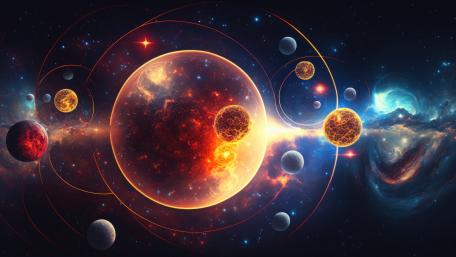 Cosmic Dance of Moons and Planets wallpaper