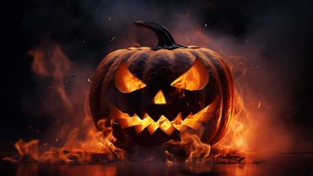 Fiery Jack-o'-Lantern in the Dark wallpaper