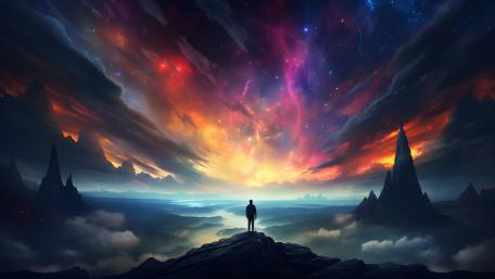 Mystic Sunset Over an Unreal World wallpaper