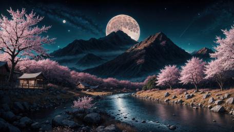 Moonlit Sakura Dreamscape wallpaper