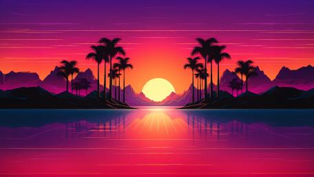 Neon Sunset Dreamscape wallpaper