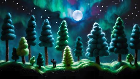 Enchanted Forest Under the Moonlit Sky wallpaper