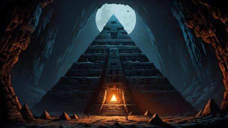 Mystical Moonlit Pyramid at Midnight wallpaper