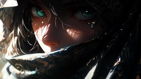 Mysterious Gaze of the Cybernetic Maiden wallpaper