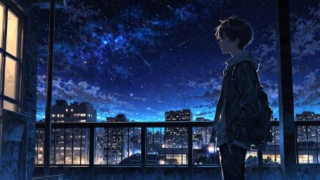 Anime boy returning home wallpaper