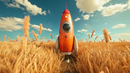 Rocket in the Golden Wheat Field wallpaper
