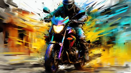 High-Speed Urban Motorcycle Rush wallpaper