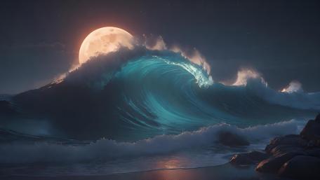 Moonlit Majesty at Sea wallpaper