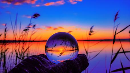 Crystal Ball Reflection of Sunset Over Lake wallpaper