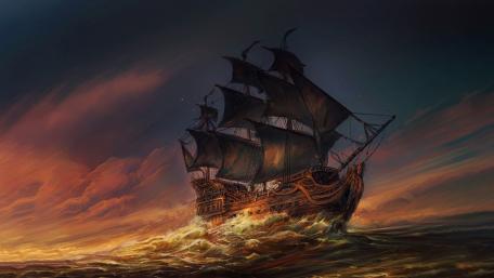 Mystic Voyage at Sunset wallpaper