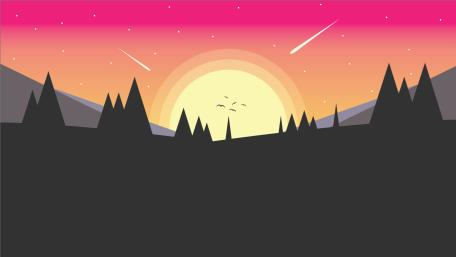 Minimalist Sunset Over Silhouetted Peaks wallpaper