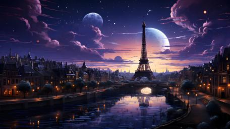 Paris by Moonlight wallpaper