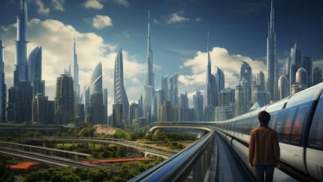 Futuristic Metropolis Under Meteorite Skies wallpaper