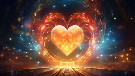 Glowing Heart of Passion in Amber wallpaper
