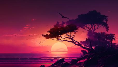 Dusk by the Enchanted Seaside wallpaper