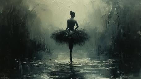 Ethereal Ballerina in a Monochrome Dreamscape wallpaper