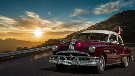 Classic Ford Vintage Car at Sunset Drive wallpaper