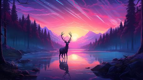 Majestic Deer at Dusk wallpaper