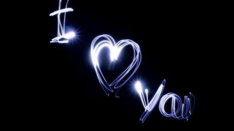 Neon Love Declaration Under Starry Night wallpaper