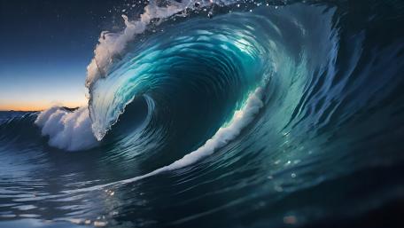 Moonlit Tsunami - Mesmerizing Ocean Wave at Night wallpaper