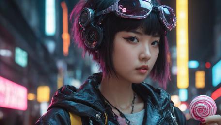 Cyberpunk Visionary with Neon Dreams wallpaper