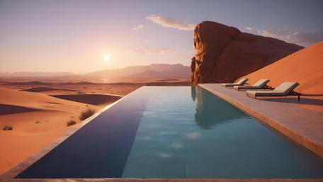 Desert Oasis Pool Serenity wallpaper