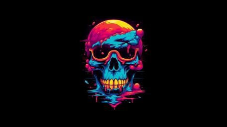Vibrant Psychedelic Skull Art wallpaper