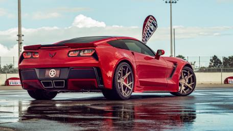Red Chevrolet Corvette C7 in 8K wallpaper