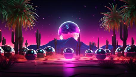 Neon Fantasy Desert Dreamscape wallpaper