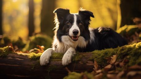 Border Collie in Autumn Forest wallpaper