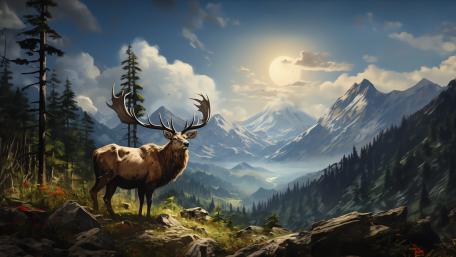 Majestic Elk in Mountain Wilderness wallpaper