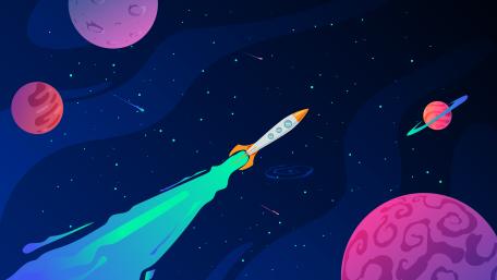 Rocket's Voyage Through Cosmic Wonders wallpaper
