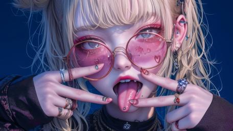 Rebellious Vampire in Pink Sunglasses wallpaper