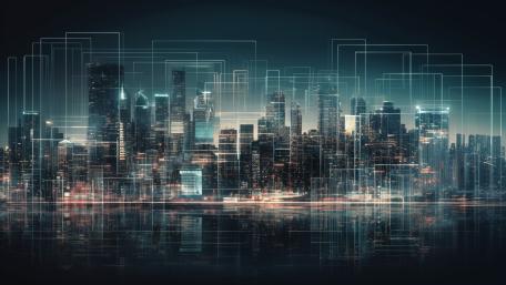 glowing-skyscrapers-shape-modern-cityscape-backdrop-generated-by-ai wallpaper