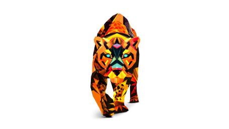 Geometric Tiger Artwork on White Canvas wallpaper