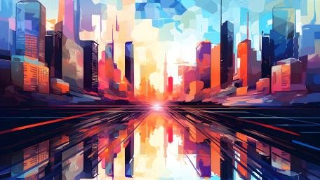 Abstract Urban Sunrise wallpaper
