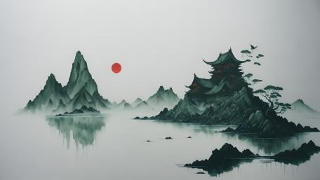 Serene Chinese Mountain Retreat wallpaper
