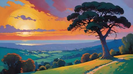 Sunset Over Enchanted Valley wallpaper