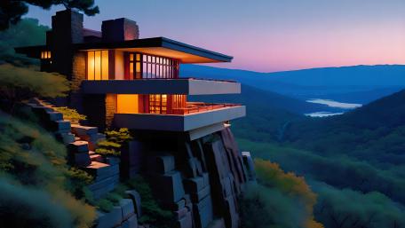 Cliffside Serenity at Dusk wallpaper
