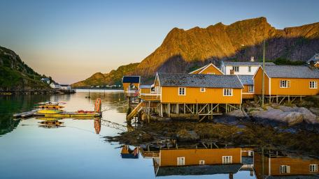 Charming Fishing Village in Sakrisøya Norway wallpaper