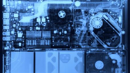 Futuristic Laptop X-Ray Design Wallpaper wallpaper