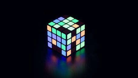 Glowing Rubik's Cube in Abstract 4K Design wallpaper