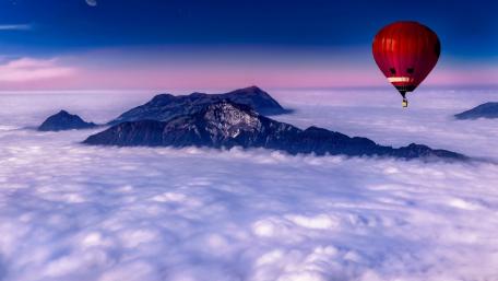 Serene Flight Above the Alps wallpaper