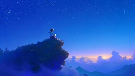 Starlit Solitude in Anime wallpaper