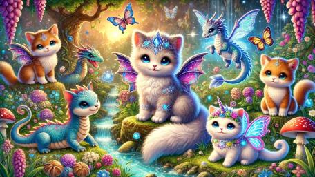 Enchanting Fairy Kitten Realm wallpaper