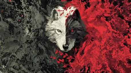Yin and Yang Wolf Harmony wallpaper
