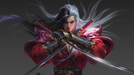 Mystical Samurai with Twin Katanas wallpaper