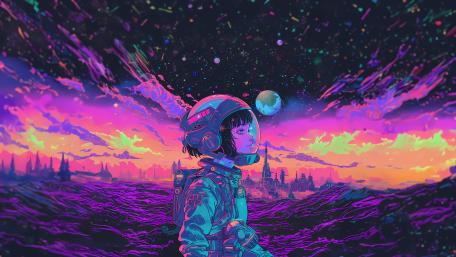Kawaii Space Explorer wallpaper